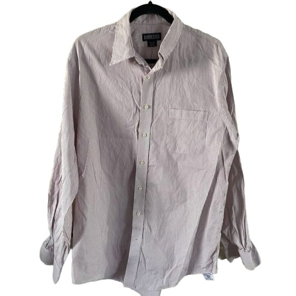 Land’s End Maroon & White Striped Dress Shirt 37 T